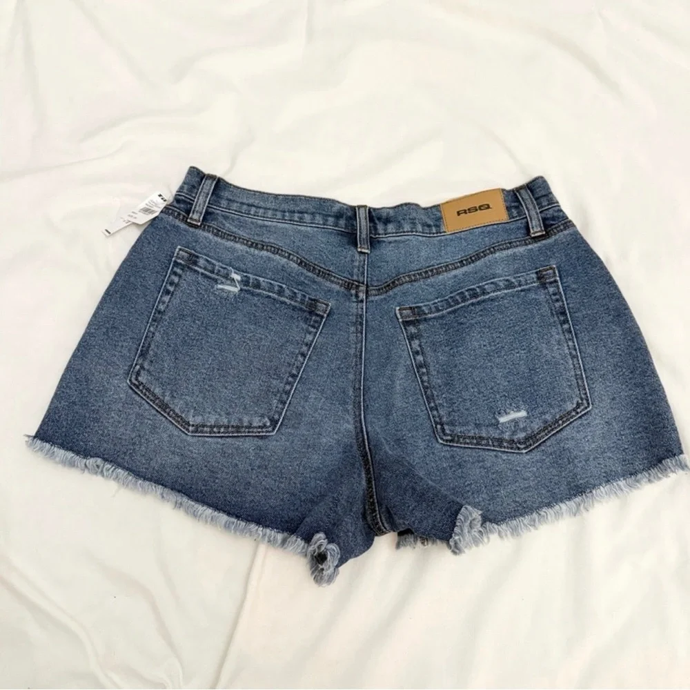 RSQ Blue Frayed Hem Jean Shorts - Picture 4 of 4